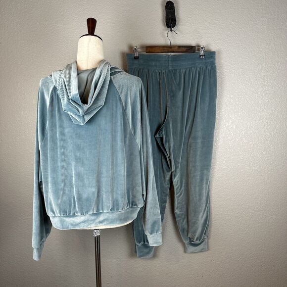 Victoria's Secret On Point Hoodie Sweatshirt Jogger Set Size L XXL Ribbed Velour - Picture 8 of 12